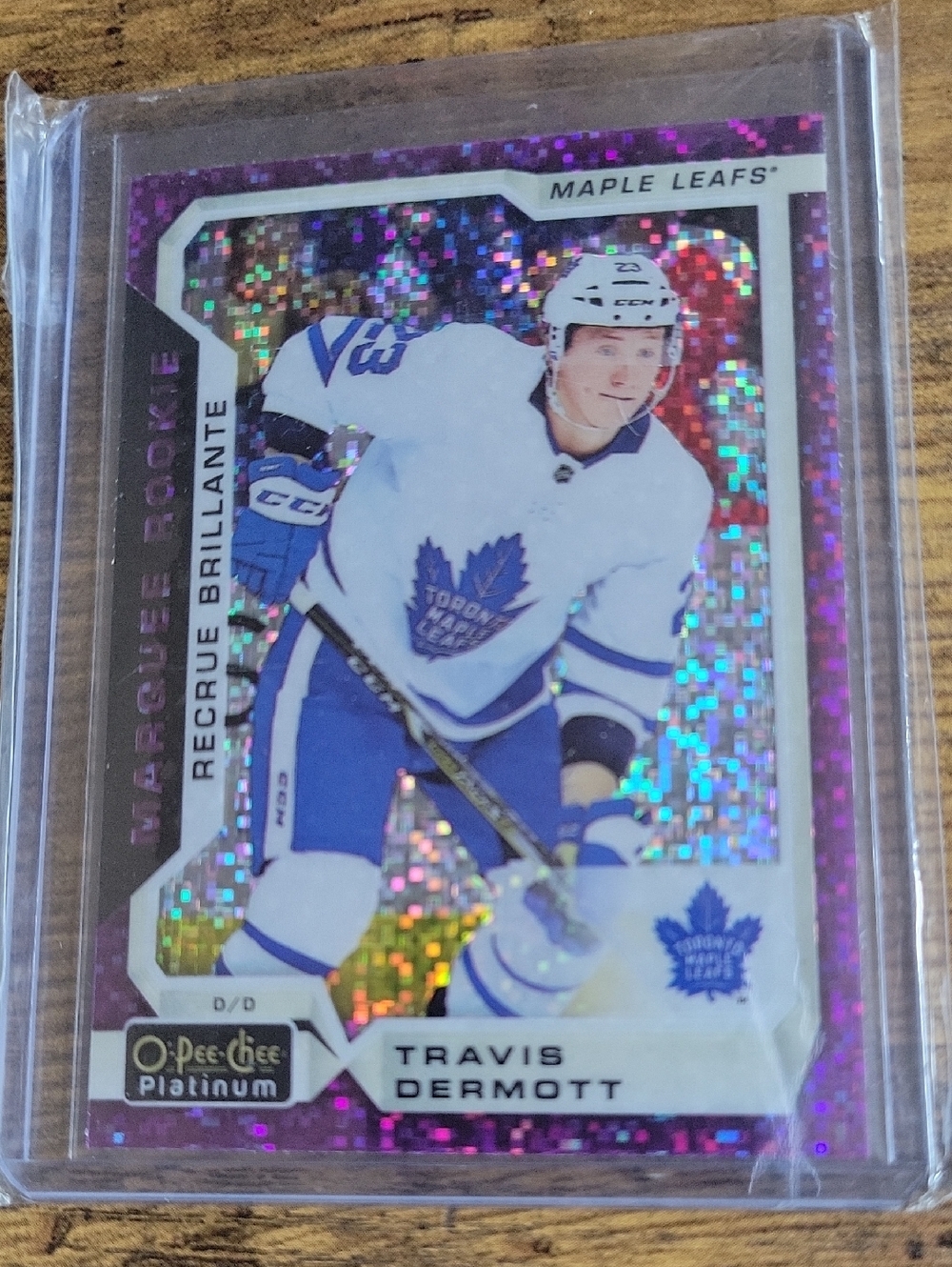 Travis Dermott Toronto Maple Leafs O-Pee-Chee Platinum Rookie Card - Purple Holo